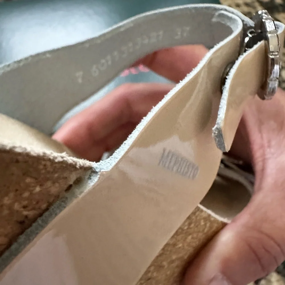 Sz 37(7.5)⭐️New Mephisto Lidia Nude Crystal Patent Leather Wedge.⭐️See Reference - Picture 14 of 15